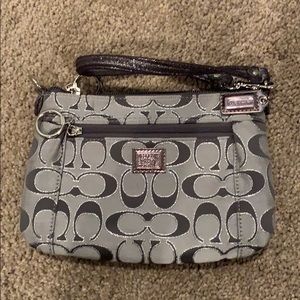 Coach Poppy Large Wristlet- Grey/Silver Sparkle